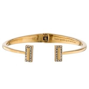 KATE SPADE Raising The Bar Women's Yellow Gold Tone Cuff Bracelet‎ Crystals Pave